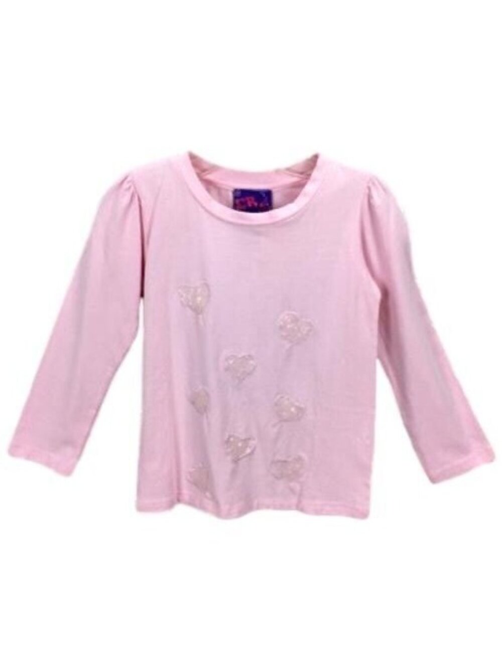 Girls Size 4T Pink Long Sleeve Shirt With Heart Embroidery By CR Kids